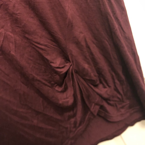 Maroon tie front short sleeve top - Picture 5 of 5